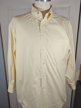 Vintage Enro Cream Pinpoint Cotton Button-Down Dress Shirt 18 34/35